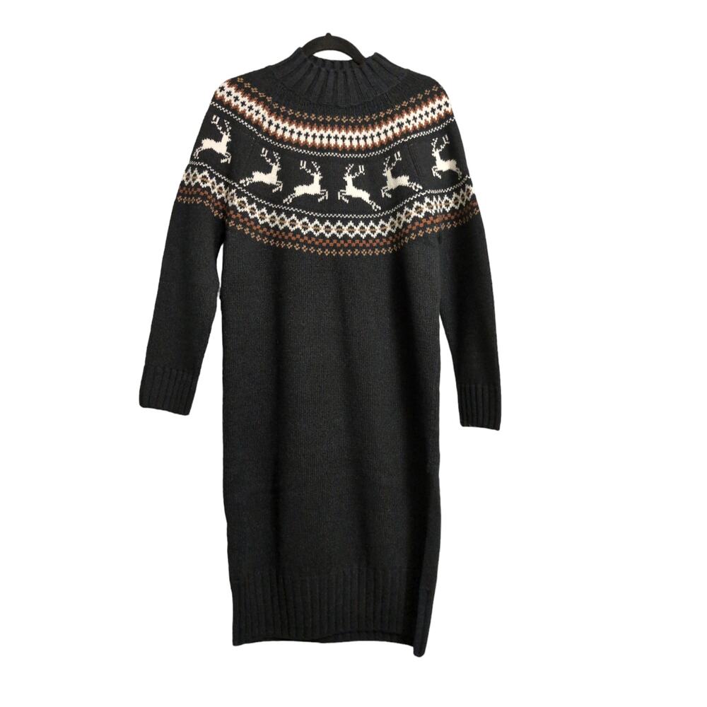 Barbour Kingsbury Knitted Sweater Dress Black Shift Long Sleeve Turtleneck 6 New